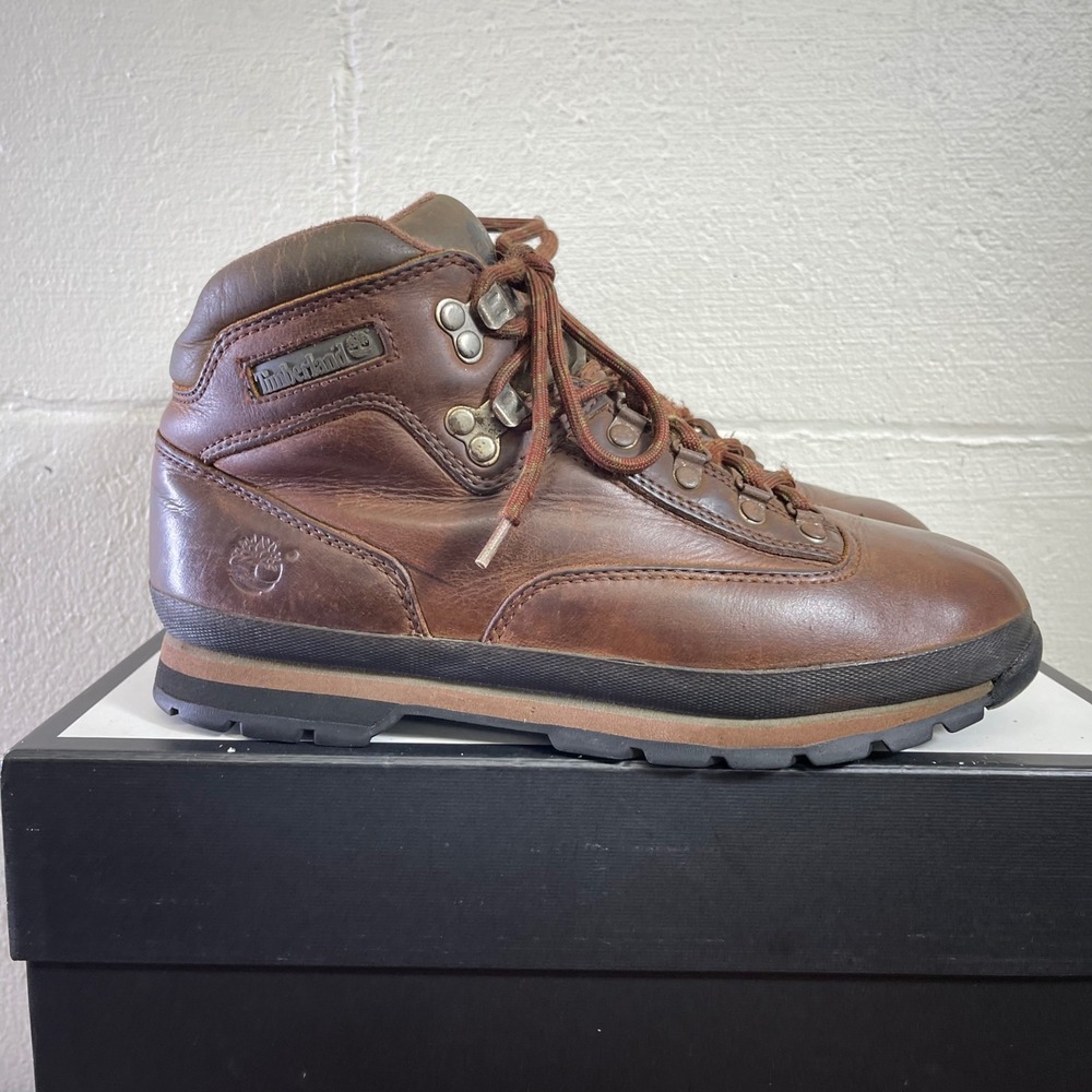 Timberland Euro Hiker Brown Leather Hiking Boots Lace Up Men's Size 10 M
